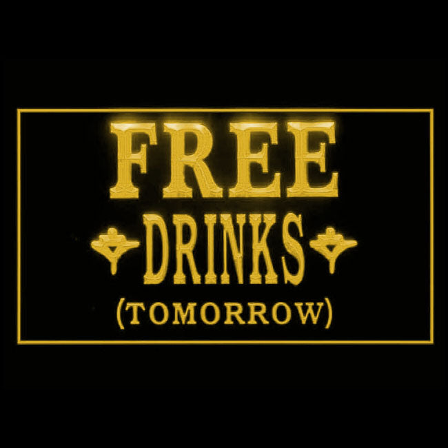 110040 Free Drinks Tomorrow Beer Bar Pub Cafe Home Decor Open Display illuminated Night Light Neon Sign 16 Color By Remote