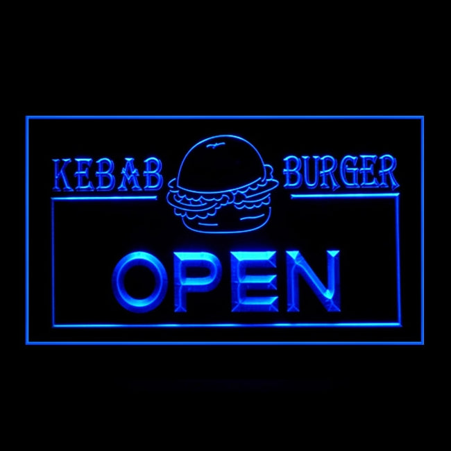 110059 OPEN Kebab Burger Fast Food Shop Cafe Home Decor Open Display illuminated Night Light Neon Sign 16 Color By Remote