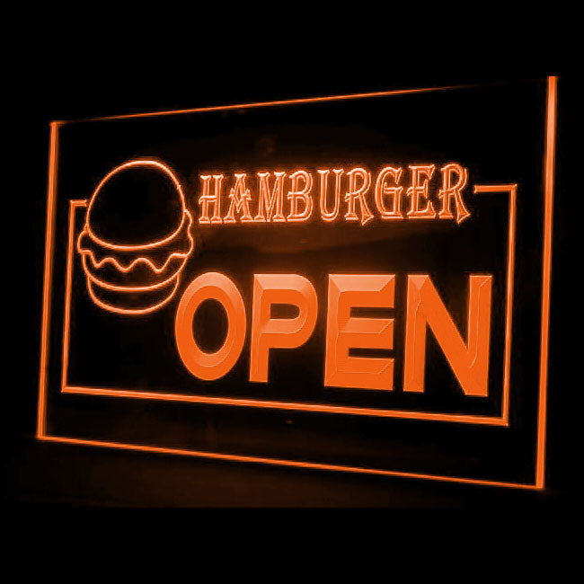 110065 OPEN Hamburger Fast Food Shop Cafe Home Decor Open Display illuminated Night Light Neon Sign 16 Color By Remote