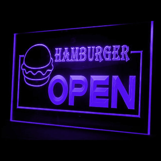 110065 OPEN Hamburger Fast Food Shop Cafe Home Decor Open Display illuminated Night Light Neon Sign 16 Color By Remote