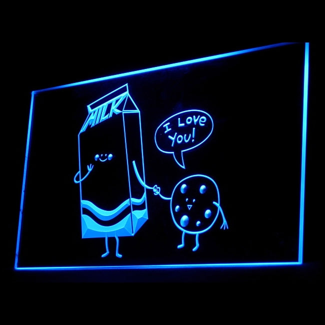 110139 BREAKFAST Milk and Biscuit Home Decor Open Display illuminated Night Light Neon Sign 16 Color By Remote