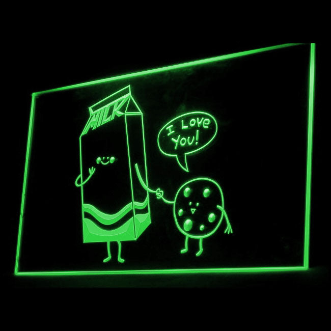110139 BREAKFAST Milk and Biscuit Home Decor Open Display illuminated Night Light Neon Sign 16 Color By Remote