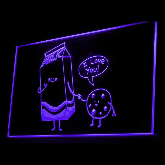110139 BREAKFAST Milk and Biscuit Home Decor Open Display illuminated Night Light Neon Sign 16 Color By Remote