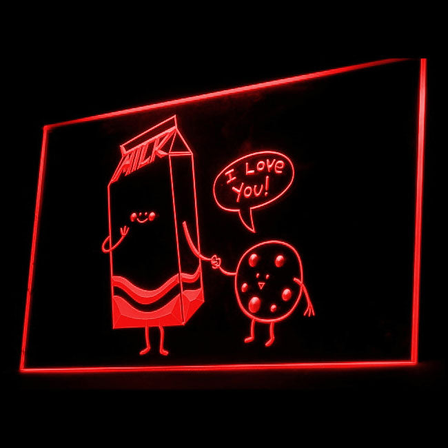 110139 BREAKFAST Milk and Biscuit Home Decor Open Display illuminated Night Light Neon Sign 16 Color By Remote