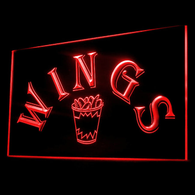 110161 Wings Fast Food Shop Cafe Home Decor Open Display illuminated Night Light Neon Sign 16 Color By Remote