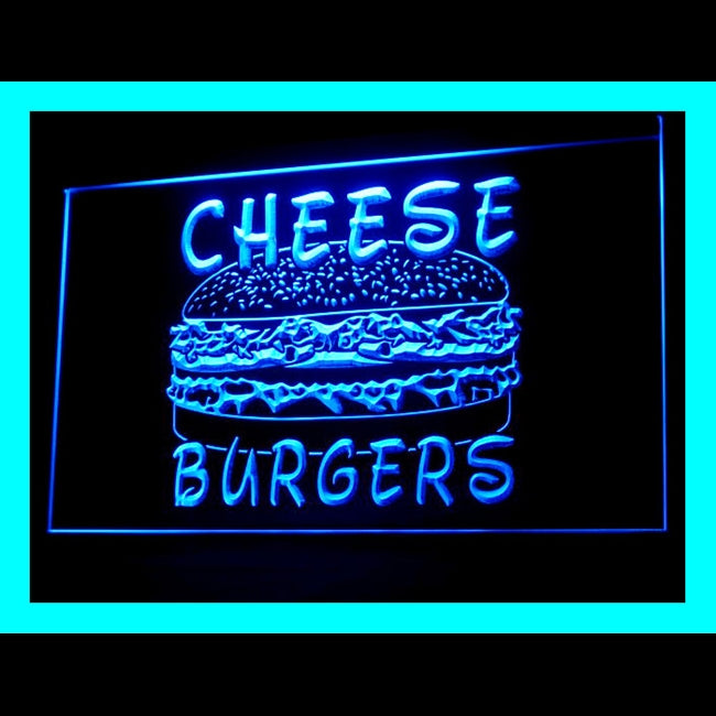 110184 Cheese Burgers Fast Food Shop Cafe Home Decor Open Display illuminated Night Light Neon Sign 16 Color By Remote