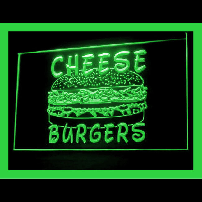 110184 Cheese Burgers Fast Food Shop Cafe Home Decor Open Display illuminated Night Light Neon Sign 16 Color By Remote