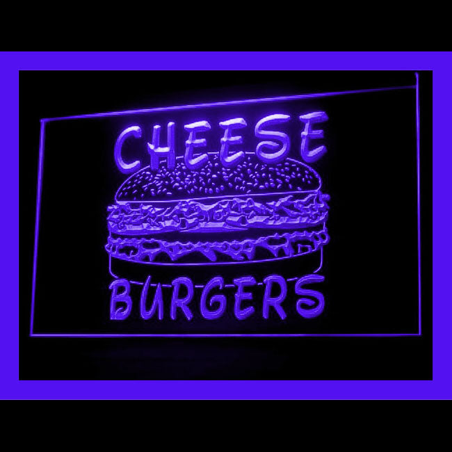 110184 Cheese Burgers Fast Food Shop Cafe Home Decor Open Display illuminated Night Light Neon Sign 16 Color By Remote