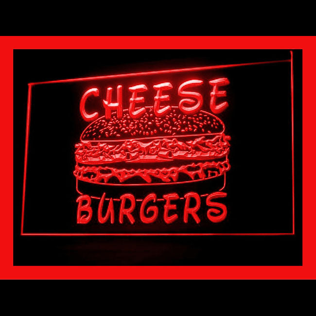 110184 Cheese Burgers Fast Food Shop Cafe Home Decor Open Display illuminated Night Light Neon Sign 16 Color By Remote