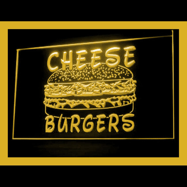 110184 Cheese Burgers Fast Food Shop Cafe Home Decor Open Display illuminated Night Light Neon Sign 16 Color By Remote