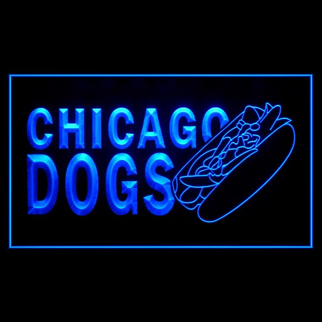 110185 Chicago Hot Dogs Fast Food Shop Cafe Home Decor Open Display illuminated Night Light Neon Sign 16 Color By Remote