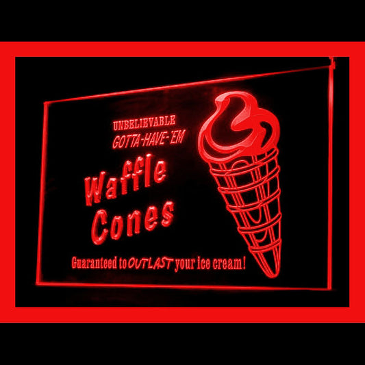 110197 Waffle Cones Ice Cream Shop Cafe Home Decor Open Display illuminated Night Light Neon Sign 16 Color By Remote