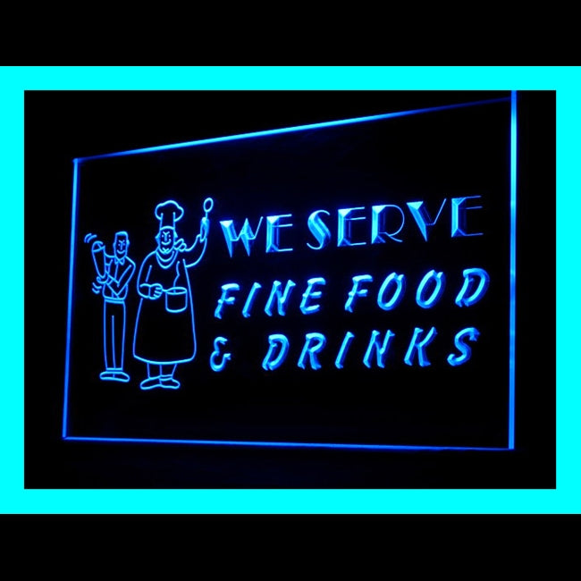 110208 Fine Food Drinks Cafe Restaurant Home Decor Open Display illuminated Night Light Neon Sign 16 Color By Remote