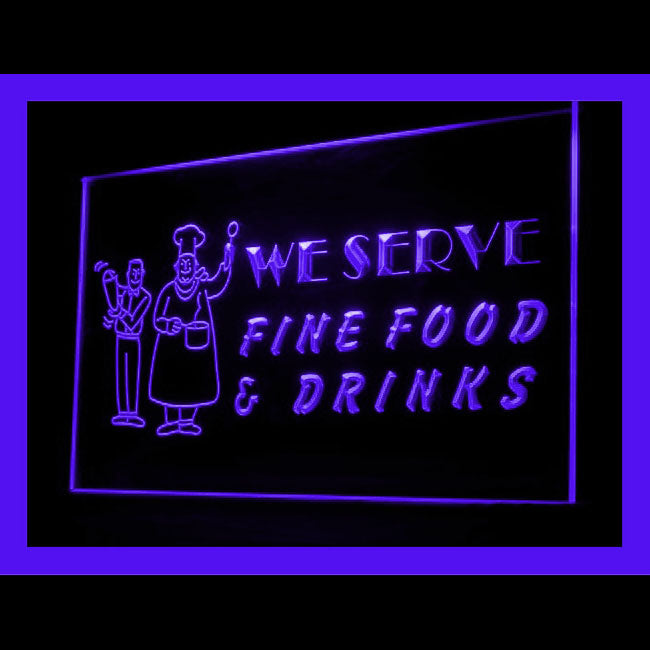 110208 Fine Food Drinks Cafe Restaurant Home Decor Open Display illuminated Night Light Neon Sign 16 Color By Remote