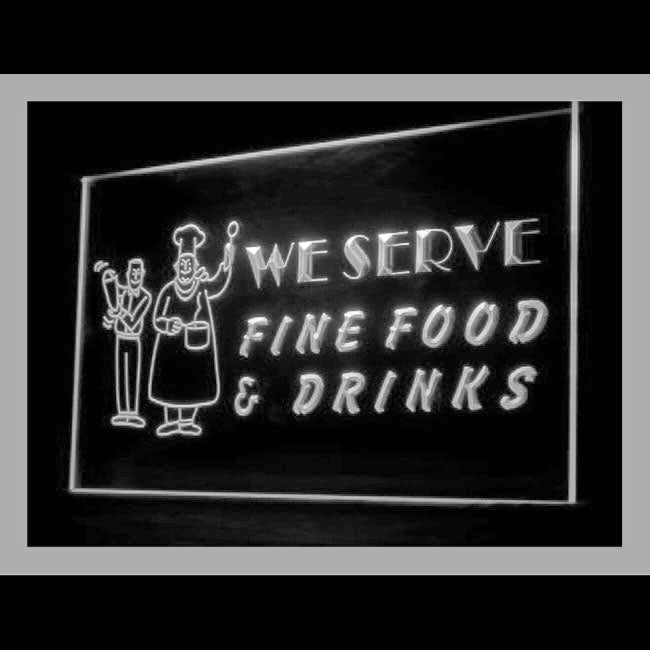 110208 Fine Food Drinks Cafe Restaurant Home Decor Open Display illuminated Night Light Neon Sign 16 Color By Remote