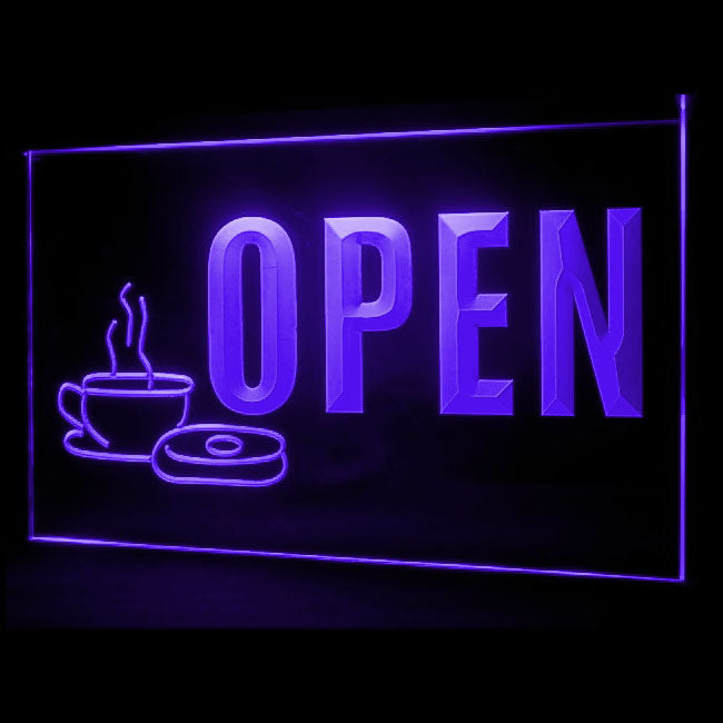 110213 OPEN Coffee Donuts Shop Cafe Home Decor Open Display illuminated Night Light Neon Sign 16 Color By Remote