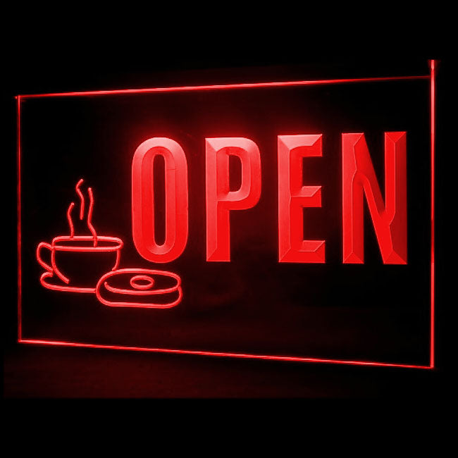 110213 OPEN Coffee Donuts Shop Cafe Home Decor Open Display illuminated Night Light Neon Sign 16 Color By Remote
