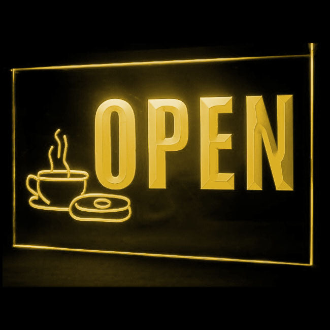 110213 OPEN Coffee Donuts Shop Cafe Home Decor Open Display illuminated Night Light Neon Sign 16 Color By Remote