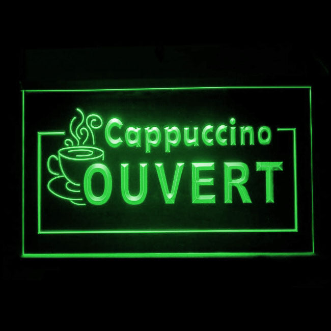 110225 OUVERT French Open Cappuccino Coffee Home Decor Open Display illuminated Night Light Neon Sign 16 Color By Remote