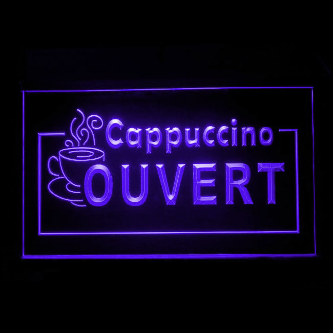 110225 OUVERT French Open Cappuccino Coffee Home Decor Open Display illuminated Night Light Neon Sign 16 Color By Remote