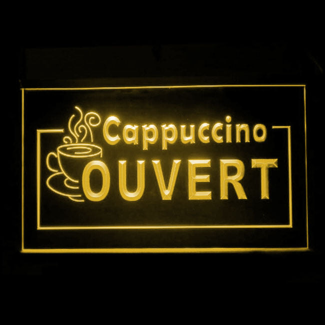 110225 OUVERT French Open Cappuccino Coffee Home Decor Open Display illuminated Night Light Neon Sign 16 Color By Remote