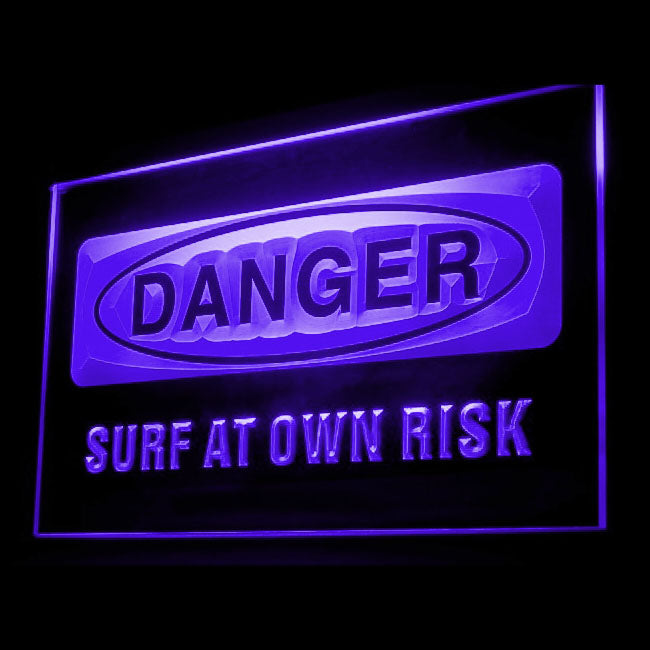 120087 Danger Surf At Own Risk Caution Shop Home Decor Open Display illuminated Night Light Neon Sign 16 Color By Remote