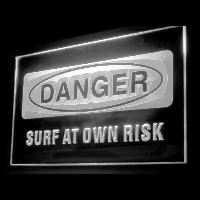 120087 Danger Surf At Own Risk Caution Shop Home Decor Open Display illuminated Night Light Neon Sign 16 Color By Remote