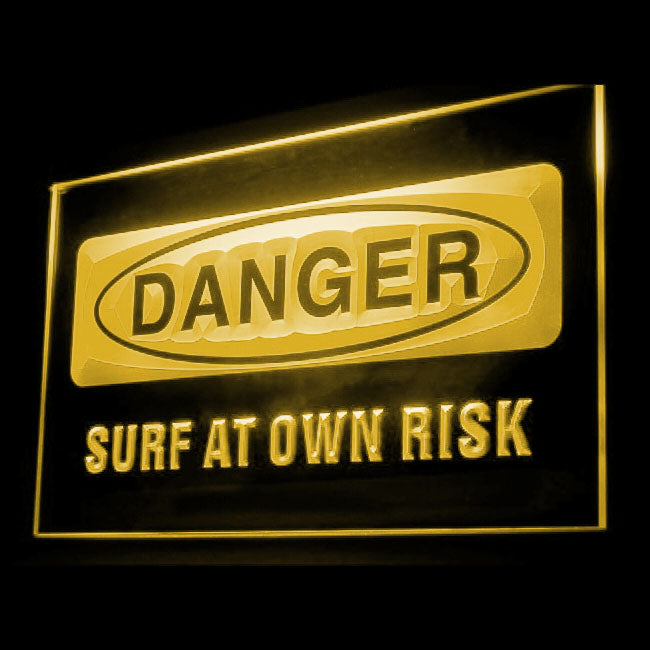 120087 Danger Surf At Own Risk Caution Shop Home Decor Open Display illuminated Night Light Neon Sign 16 Color By Remote