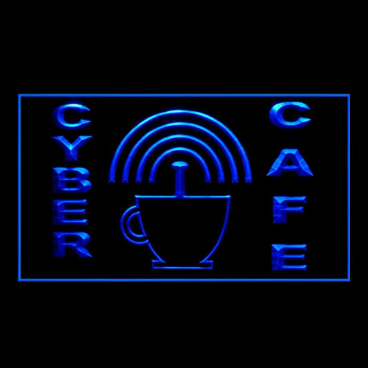 130009 Cyber Cafe Bar Home Decor Open Display illuminated Night Light Neon Sign 16 Color By Remote