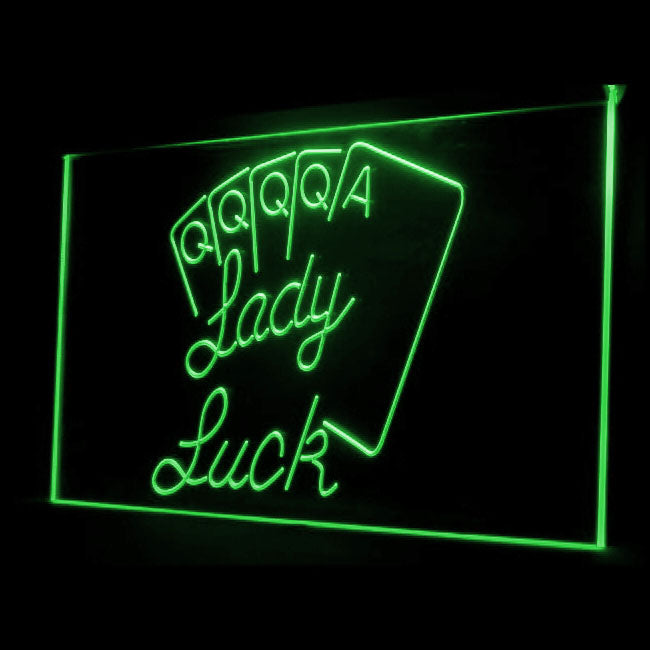 130029 Lady Luck Poker Game Casino Ace Home Decor Open Display illuminated Night Light Neon Sign 16 Color By Remote