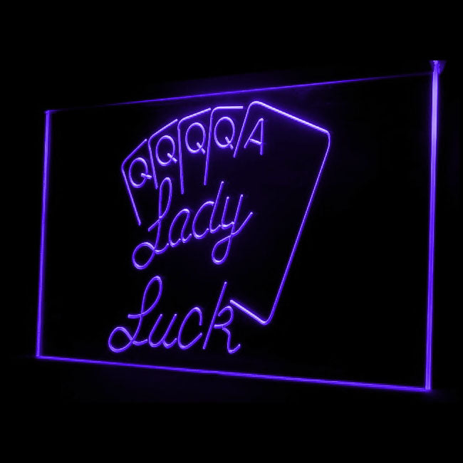 130029 Lady Luck Poker Game Casino Ace Home Decor Open Display illuminated Night Light Neon Sign 16 Color By Remote