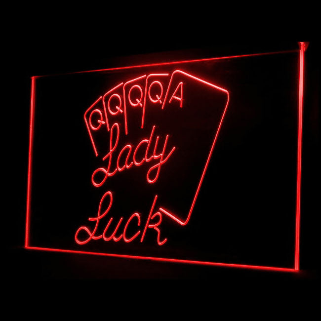 130029 Lady Luck Poker Game Casino Ace Home Decor Open Display illuminated Night Light Neon Sign 16 Color By Remote