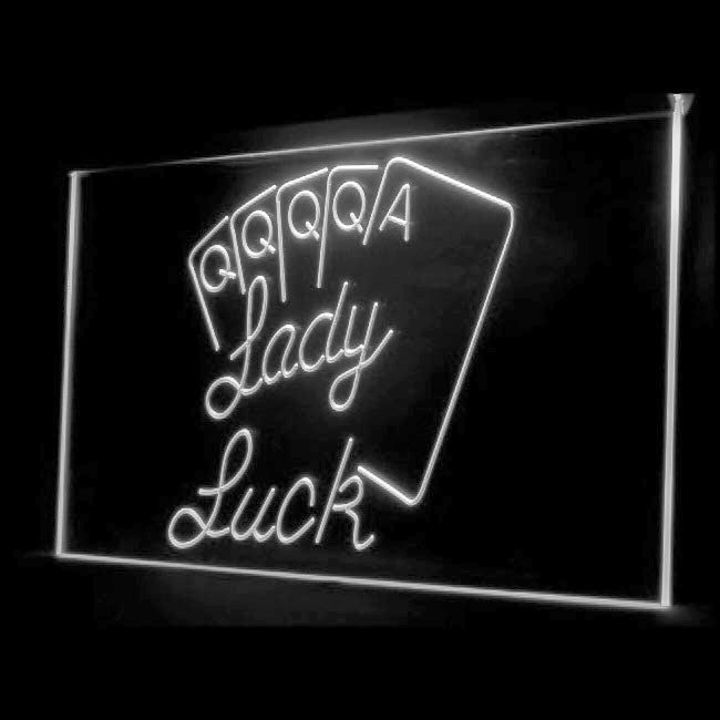 130029 Lady Luck Poker Game Casino Ace Home Decor Open Display illuminated Night Light Neon Sign 16 Color By Remote