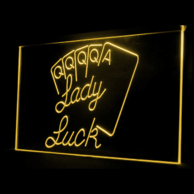 130029 Lady Luck Poker Game Casino Ace Home Decor Open Display illuminated Night Light Neon Sign 16 Color By Remote
