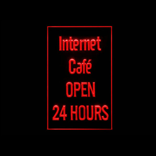 130050 OPEN Internet Cafe 24 Hours Bar Home Decor Open Display illuminated Night Light Neon Sign 16 Color By Remote