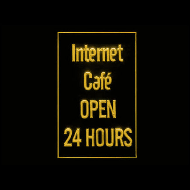 130050 OPEN Internet Cafe 24 Hours Bar Home Decor Open Display illuminated Night Light Neon Sign 16 Color By Remote
