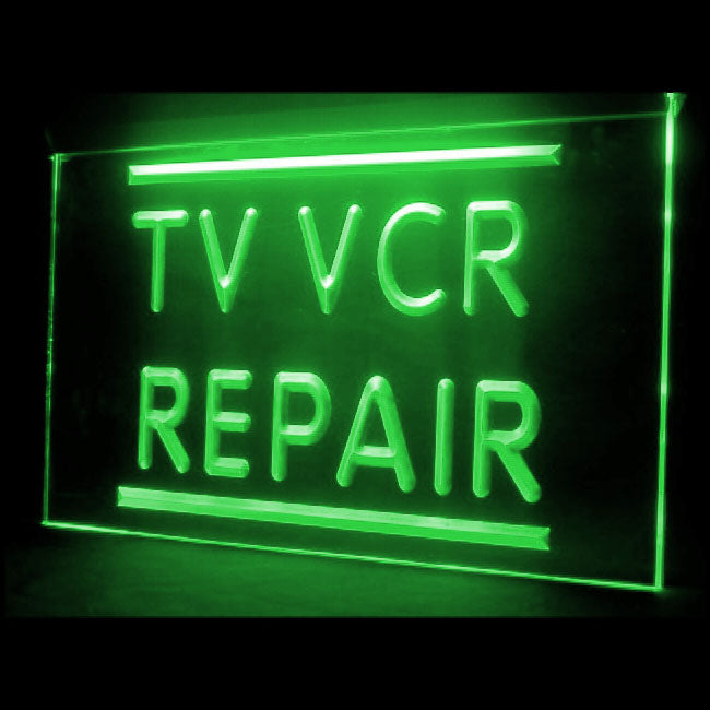 140027 TV VCR Repair Shop Store Home Decor Open Display illuminated Night Light Neon Sign 16 Color By Remote