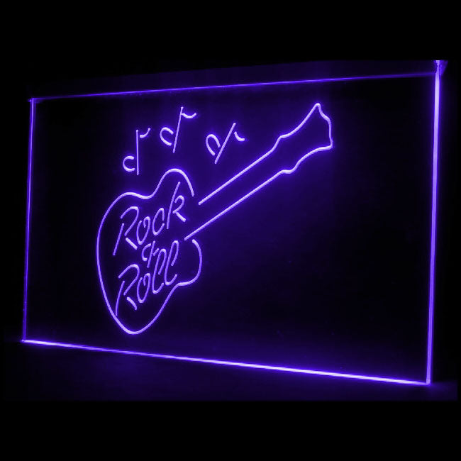 140031 Rock and Roll Music Guitar Bar Shop Open Home Decor Open Display illuminated Night Light Neon Sign 16 Color By Remote