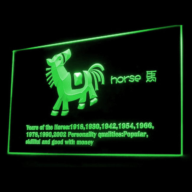 150005 Chinese Zodiac Horse Myth Month Year Home Decor Open Display illuminated Night Light Neon Sign 16 Color By Remote