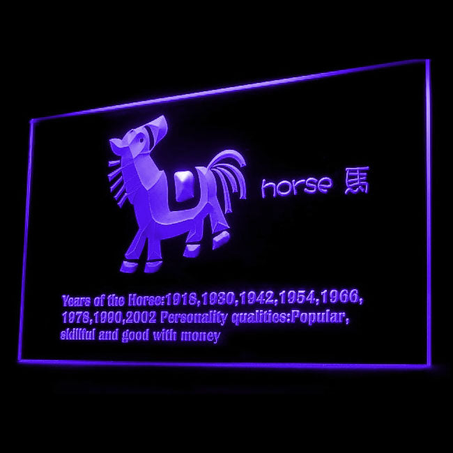 150005 Chinese Zodiac Horse Myth Month Year Home Decor Open Display illuminated Night Light Neon Sign 16 Color By Remote