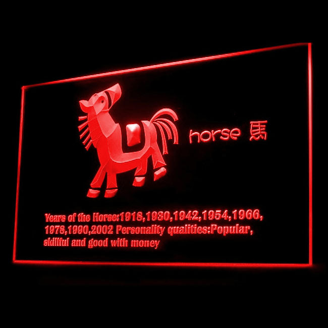 150005 Chinese Zodiac Horse Myth Month Year Home Decor Open Display illuminated Night Light Neon Sign 16 Color By Remote