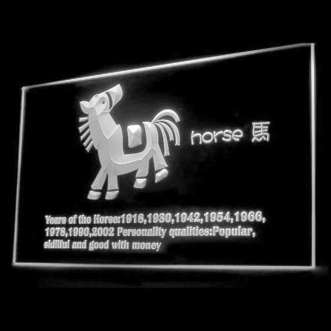 150005 Chinese Zodiac Horse Myth Month Year Home Decor Open Display illuminated Night Light Neon Sign 16 Color By Remote