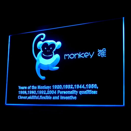 150006 Chinese Zodiac Monkey Legend Fortune Home Decor Open Display illuminated Night Light Neon Sign 16 Color By Remote