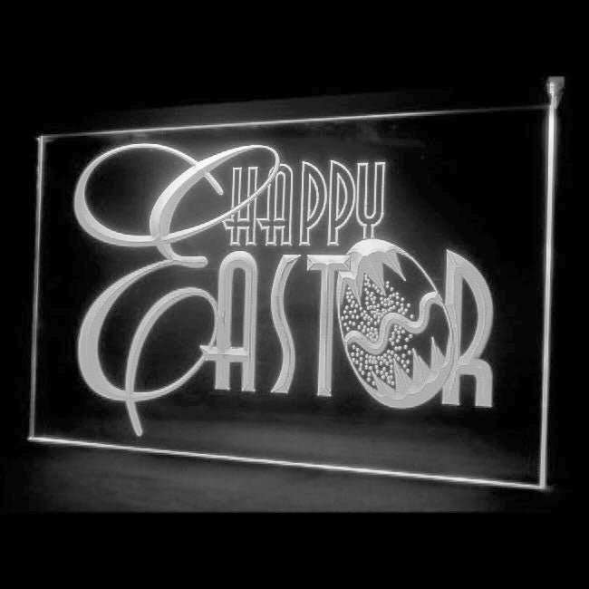 150020 Happy Easter Shop Store Open Home Decor Open Display illuminated Night Light Neon Sign 16 Color By Remote
