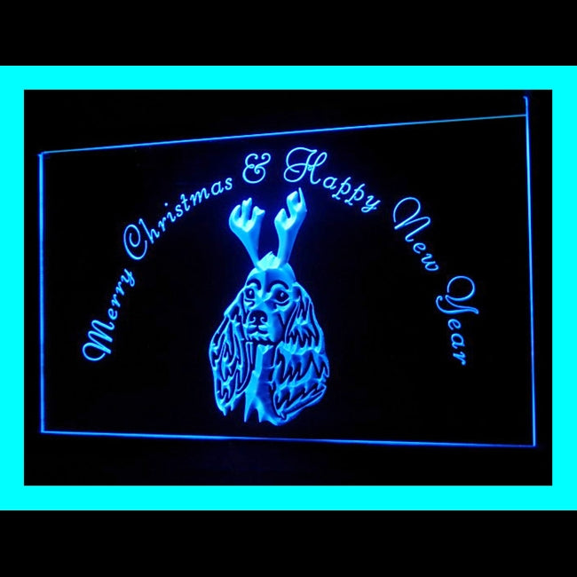 150045 Cocker Spaniel X'mas Christmas Shop Home Decor Open Display illuminated Night Light Neon Sign 16 Color By Remote