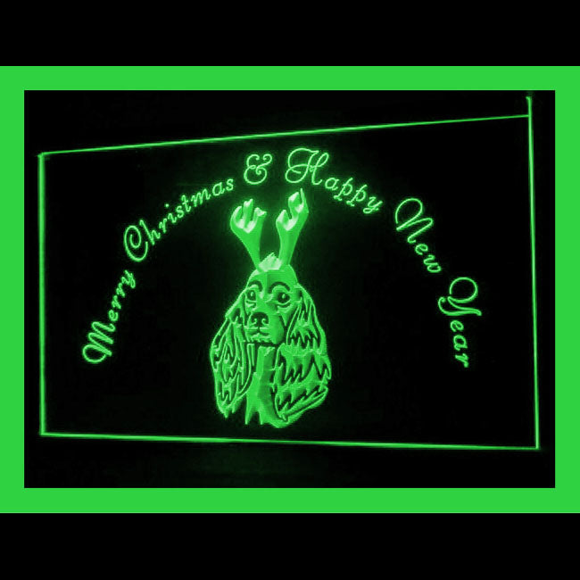 150045 Cocker Spaniel X'mas Christmas Shop Home Decor Open Display illuminated Night Light Neon Sign 16 Color By Remote