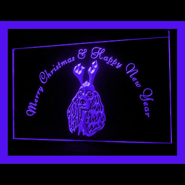 150045 Cocker Spaniel X'mas Christmas Shop Home Decor Open Display illuminated Night Light Neon Sign 16 Color By Remote