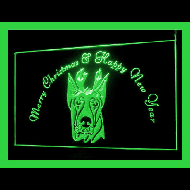 150048 Doberman Pinscher Christmas Pets Shop Home Decor Open Display illuminated Night Light Neon Sign 16 Color By Remote