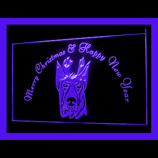150048 Doberman Pinscher Christmas Pets Shop Home Decor Open Display illuminated Night Light Neon Sign 16 Color By Remote
