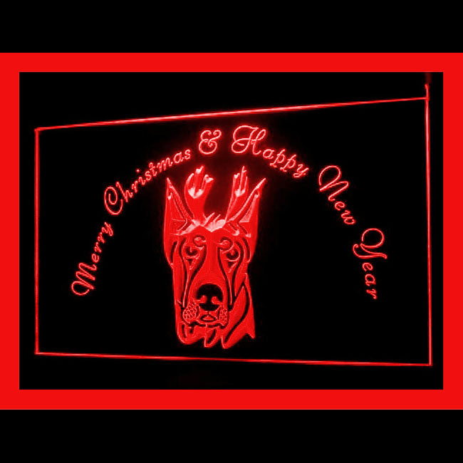 150048 Doberman Pinscher Christmas Pets Shop Home Decor Open Display illuminated Night Light Neon Sign 16 Color By Remote